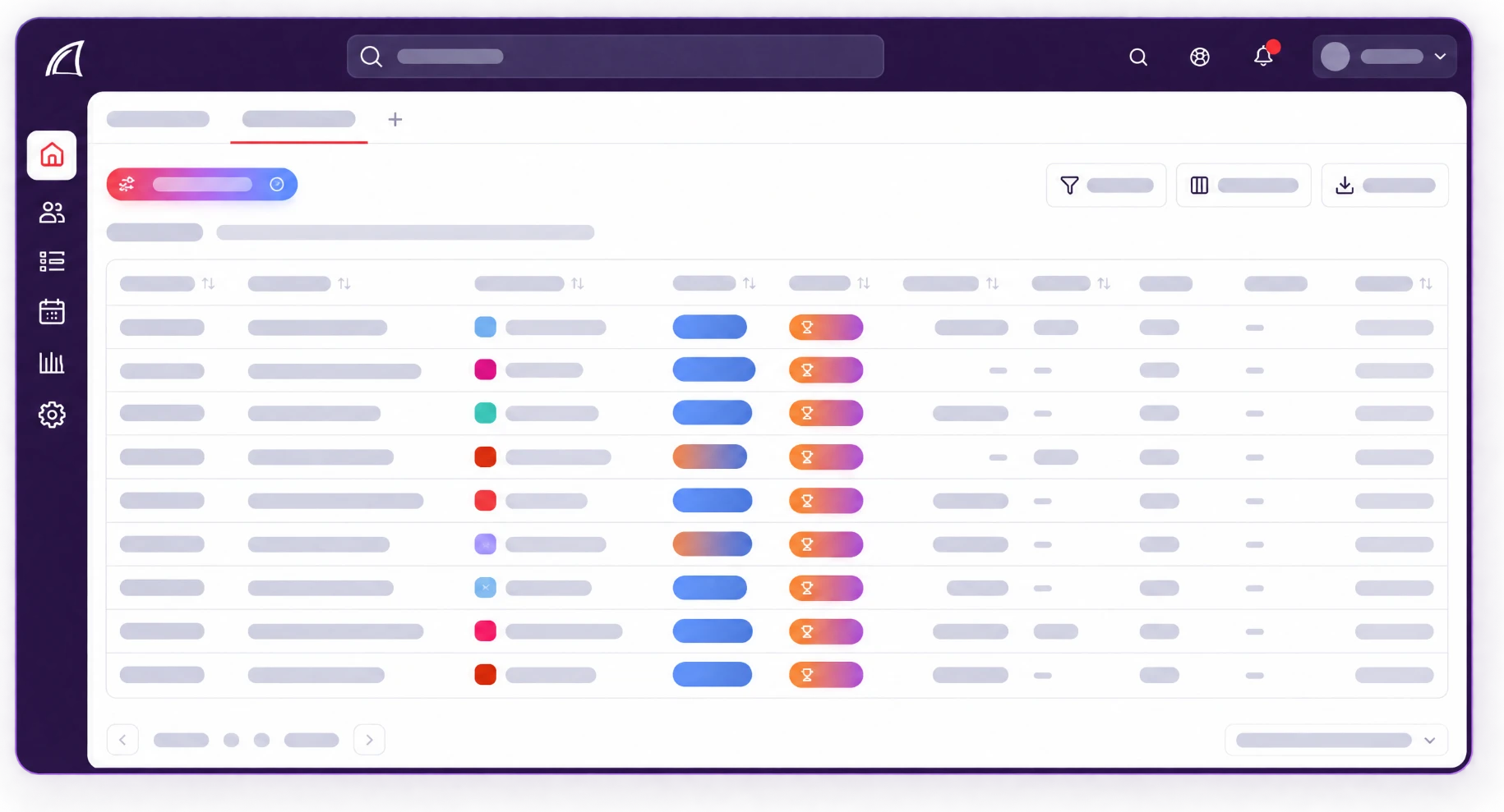 Tenderdatabase overzicht met relevante tenders en zoek-/sorteeropties